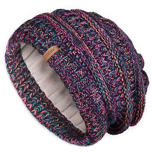FURTALK Damen Beanie Mütze Warme Wintermütze mit Weichem Innenfutter Gefütterte Strickmütze,Himmelblau,Einheitsgröße von FURTALK