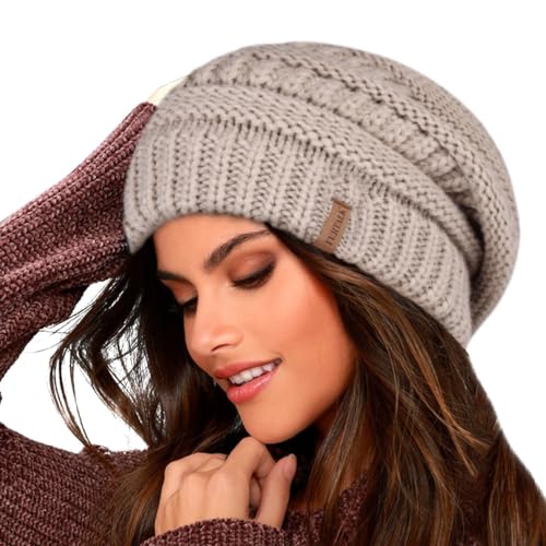 FURTALK Damen Beanie Mütze Warme Wintermütze mit Weichem Innenfutter Gefütterte Strickmütze von FURTALK