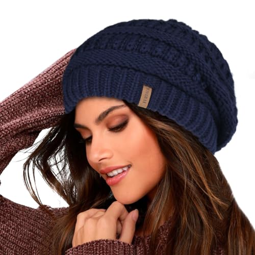 FURTALK Damen Beanie Mütze Warme Wintermütze mit Weichem Innenfutter Gefütterte Strickmütze von FURTALK