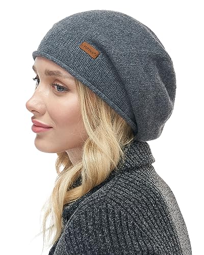 FURTALK Damen Slouchy Beanie Winter Mütze Weich Warm Strickmütze Gestrickt Wintermütze Grau von FURTALK
