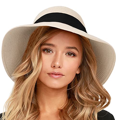 FURTALK Damen Sonnenhut UV-Schutz Strandhut Faltbar Sommerhut UPF 50+ Strohhut mit Breite Krempe von FURTALK