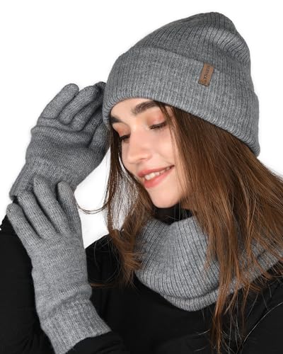 FURTALK Damen Winter Beanie Schal und Handschuhe im 3er-Set von FURTALK