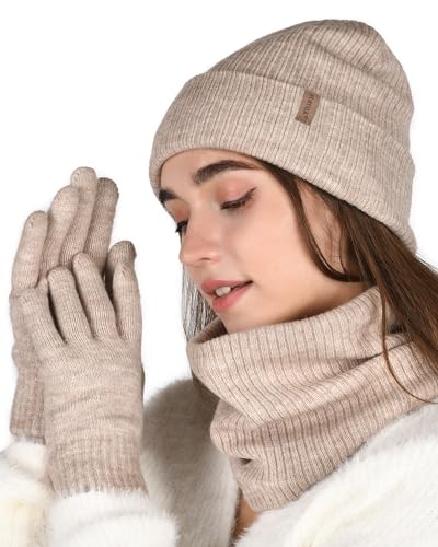 FURTALK Damen Winter Beanie Schal und Handschuhe im 3er-Set von FURTALK