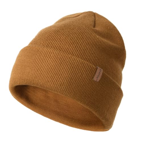 FURTALK Herren Cuffed Beanie Winter Mütze Unisex Wintermütze Weich Warm Strickmütze Braun von FURTALK