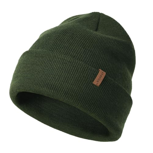 FURTALK Herren Cuffed Beanie Winter Mütze Unisex Wintermütze Weich Warm Strickmütze Grün von FURTALK