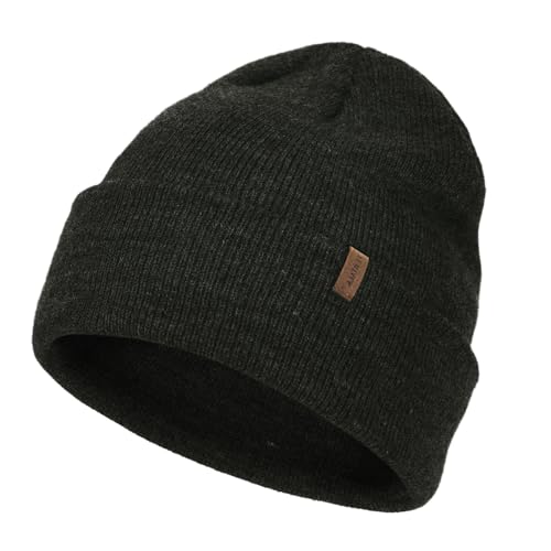 FURTALK Herren Cuffed Beanie Winter Mütze Unisex Wintermütze Weich Warm Strickmütze Schwarzgrau von FURTALK