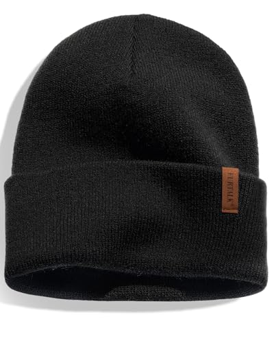 FURTALK Herren Cuffed Beanie Winter Mütze Unisex Wintermütze Weich Warm Strickmütze Schwarz von FURTALK