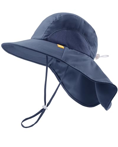 FURTALK Kleinkind Kinder Baby Sonnenhut mit Nackenklappe UPF 50+ UV-Schutz Breite Starre Krempe Jungen Mädchen Strand Schwimmen Sonnenhüte von FURTALK