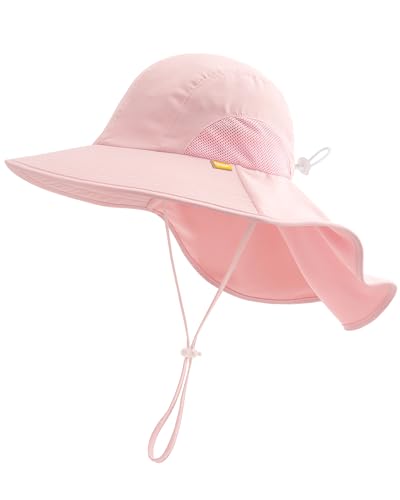 FURTALK Kleinkind Kinder Baby Sonnenhut mit Nackenklappe UPF 50+ UV-Schutz Breite Starre Krempe Jungen Mädchen Strand Schwimmen Sonnenhüte von FURTALK