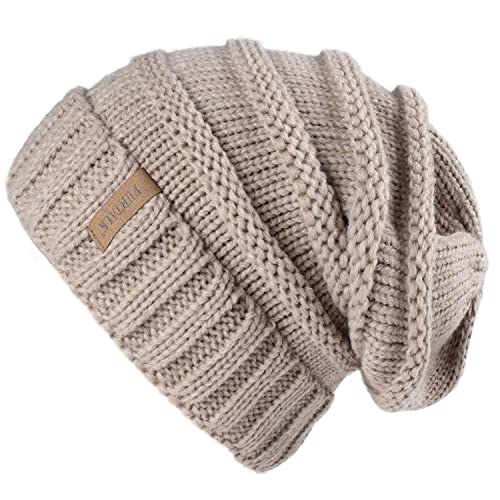 FURTALK Strickmütze Damen Slouch Beanie Mütze Street Style Grobstrick Wintermützen Klassische Weiche Beanie Winter von FURTALK