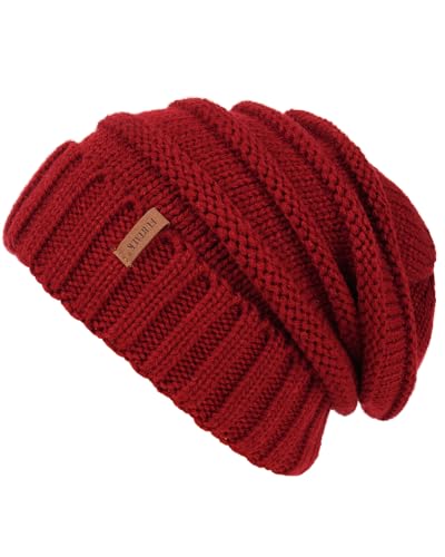 FURTALK Strickmütze Damen Slouch Beanie Mütze Street Style Grobstrick Wintermützen Klassische Weiche Beanie Winter von FURTALK