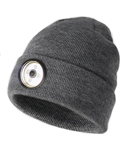 FURTALK Strickmütze mit LED Licht Beleuchtete Mütze Aufladbar USB Unisex Weich Warm Beanie für Damen und Herren von FURTALK