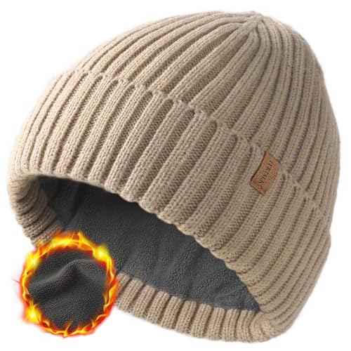 FURTALK Unisex Winter Beanie Grobstrick Mütze mit weiches Fleecefutter Warm Wintermütze für Herren und Damen von FURTALK