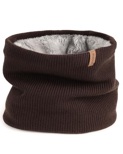 FURTALK Winter Halswärmer Halstuch Ski Loop Schal für Herren Damen Schlauchtuch Dick Warm Halsschlauch Fleece Winddicht Loopschal Braun von FURTALK