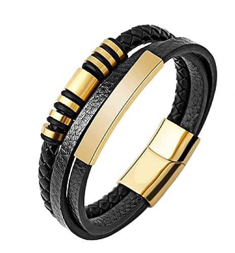 FUSHENGTER Armband Herren Armbänder Geschenk Männer Damen Armreif Perlenarmband, Modisches Herren-Armband, Klassisches Mehrschichtiges Lederarmband, Herren-Freund-Geschenk von FUSHENGTER