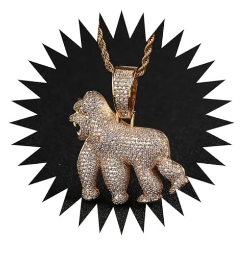 FUSHENGTER Halsketten Herren Hip hop Ketten Anhänger Frauen damenkette Rapper Animal Iced Out Halskette für Männer und Frauen Hip Hop Rock Rap Goldfarbe von FUSHENGTER