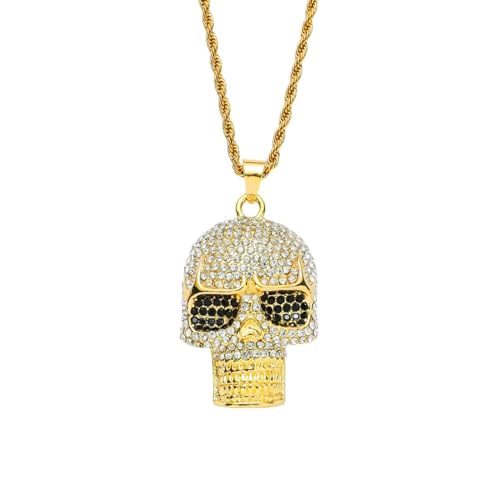 FUSHENGTER Halsketten Herren Hip hop Ketten Anhänger Frauen damenkette Rapper Hip-Hop-Halskette mit Totenkopf-Anhänger, personalisierte Nachtclub-Halskette mit Totenkopf-Anhänger von FUSHENGTER