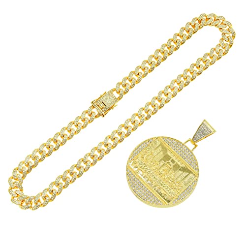 FUSHENGTER Halsketten Herren Hip hop Ketten Anhänger Frauen damenkette Rapper Hip-Hop-Halskette mit übertriebenem Anhänger, trendiger männlicher Punk-Accessoire-Anhänger, goldfarben, 45 cm von FUSHENGTER