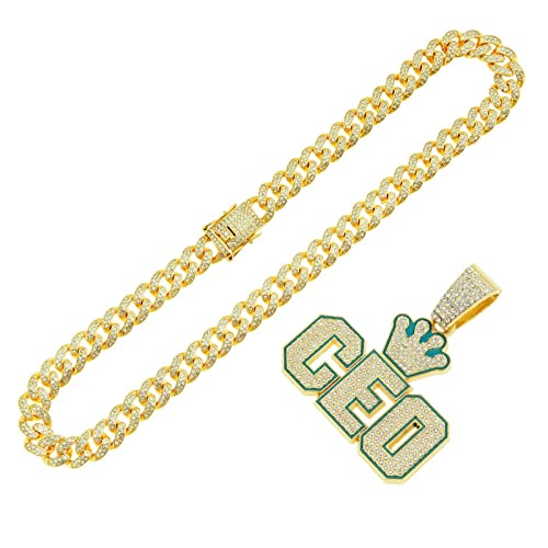 FUSHENGTER Halsketten Herren Hip hop Ketten Anhänger Frauen damenkette Rapper Hip Hop personalisierte Buchstaben-Anhänger-Herren-Halskette Goldfarbe 45 cm von FUSHENGTER