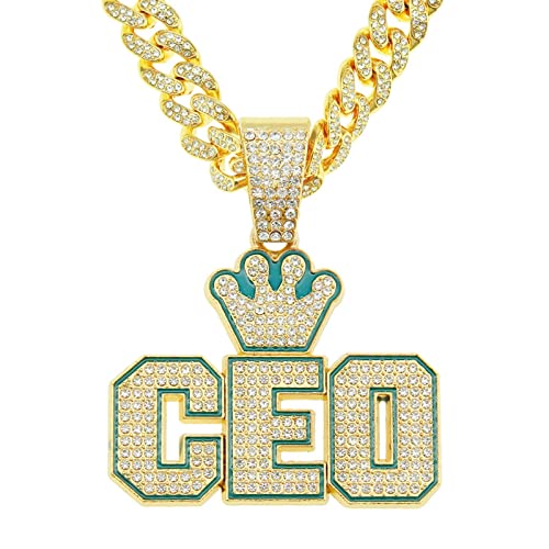 FUSHENGTER Halsketten Herren Hip hop Ketten Anhänger Frauen damenkette Rapper Hip Hop personalisierte Buchstaben-Anhänger-Herren-Halskette Goldfarbe 50 cm von FUSHENGTER