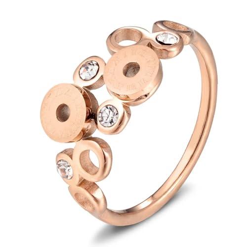 FUSHENGTER Ring Herren Ringe Männer Fingerring Damen Biker Ring Ehering 3 Farben geometrischer runder Ring mit Zirkonia für Frauen, Freunde, romantische Fingerringe 9 von FUSHENGTER