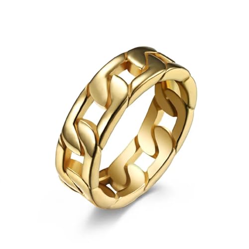 FUSHENGTER Ring Herren Ringe Männer Fingerring Damen Biker Ring Ehering Dicker, klobiger Kettenring, Punk-Vintage-Gliederring für Damen und Herren, 9 18171 von FUSHENGTER