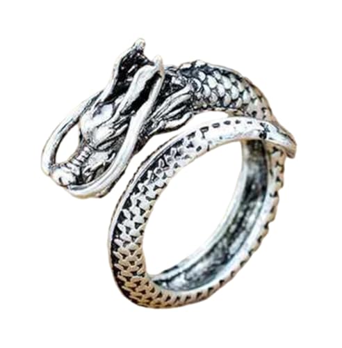 FUSHENGTER Ring Herren Ringe Männer Fingerring Damen Biker Ring Ehering Drachenring für Herren, Drachenring für Damen, Öffnungsringe für Paare, verstellbarer Hochzeits- und Verlobungsring, größenv von FUSHENGTER