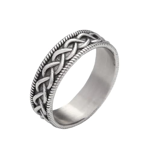 FUSHENGTER Ring Herren Ringe Männer Fingerring Damen Biker Ring Ehering Einfache Knotenringe für Männer Nordic Viking Amulett Ring Mode einzigartig 7 StyleA von FUSHENGTER