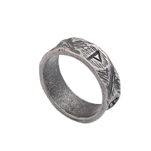 FUSHENGTER Ring Herren Ringe Männer Fingerring Damen Biker Ring Ehering Einzigartiger nordischer Vintage-Wikinger-Ring für Herren, Biker, modische Geschenke, 12 StyleB von FUSHENGTER