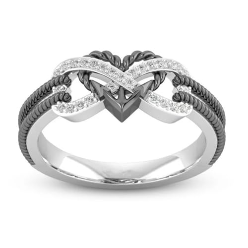 FUSHENGTER Ring Herren Ringe Männer Fingerring Damen Biker Ring Ehering Exquisiter zweifarbiger geflochtener Ring zum 10. Jahrestag in Schwarz von FUSHENGTER