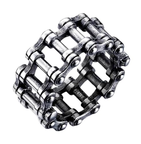 FUSHENGTER Ring Herren Ringe Männer Fingerring Damen Biker Ring Ehering Fahrradkettenring für Männer, kreativer Punk-Rock, männliche Verbindungsringe, trendige Motorradkette, 11 18082 von FUSHENGTER