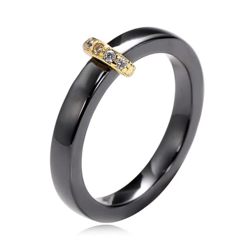 FUSHENGTER Ring Herren Ringe Männer Fingerring Damen Biker Ring Ehering Glatter Keramikring in Schwarz und Weiß, Geschenke für Frauen, 7 14966 von FUSHENGTER