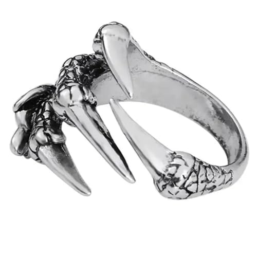 FUSHENGTER Ring Herren Ringe Männer Fingerring Damen Biker Ring Ehering Gothic Dragon Skull Ring Herren Domineering Opening Rock Punk Hip Hop Vintage Opening RG10172SV von FUSHENGTER