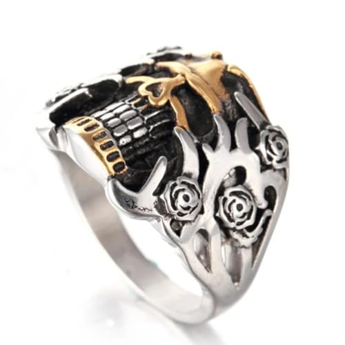 FUSHENGTER Ring Herren Ringe Männer Fingerring Damen Biker Ring Ehering Herren Vintage Gothic Punk Style 12 Silber von FUSHENGTER