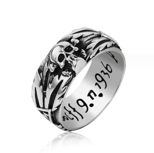 FUSHENGTER Ring Herren Ringe Männer Fingerring Damen Biker Ring Ehering Herrenringe Domineering Skull Devil Punk Gothic HipHop Simple for Biker Male Boy Creativity 10 WideSkull von FUSHENGTER