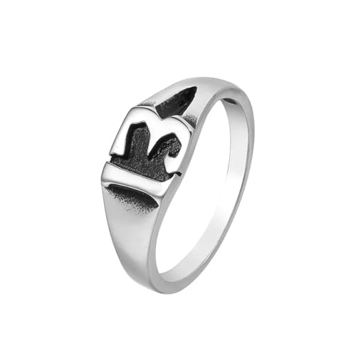FUSHENGTER Ring Herren Ringe Männer Fingerring Damen Biker Ring Ehering Klassischer einzigartiger Glückszahlenring für Männer, modischer Punk-Ring mit der Zahl 13 und Alphabet für Frauen, Geschenk von FUSHENGTER