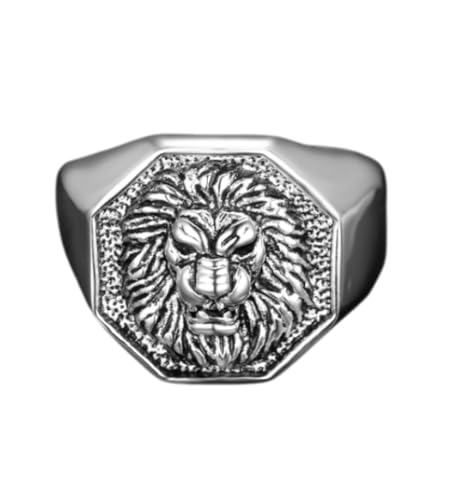 FUSHENGTER Ring Herren Ringe Männer Fingerring Damen Biker Ring Ehering Löwe Herren Damen Ringe Punk Trendy Einzigartig für Paar Männlich Biker Kreativität 11 R760-Lion von FUSHENGTER