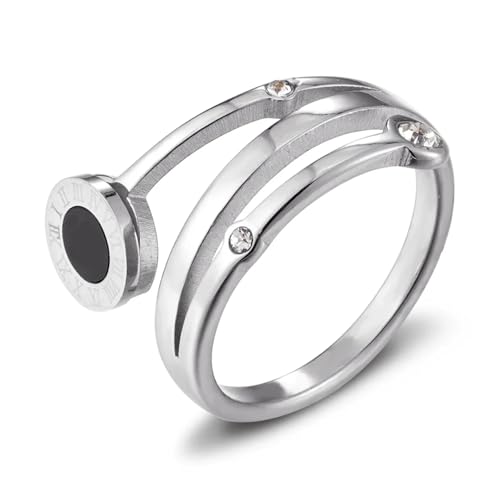 FUSHENGTER Ring Herren Ringe Männer Fingerring Damen Biker Ring Ehering Luxus Mode Vintage Zirkon CZ Kristall Ringe Für Frauen Kreis Ringe Party Charme 8 von FUSHENGTER