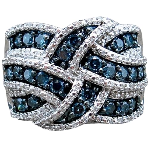 FUSHENGTER Ring Herren Ringe Männer Fingerring Damen Biker Ring Ehering Luxus große Ringe blaue Farben CZ Zirkon Stein für Frauen Mode Hochzeit Verlobungsringe Geschenke 7 tiefblau von FUSHENGTER