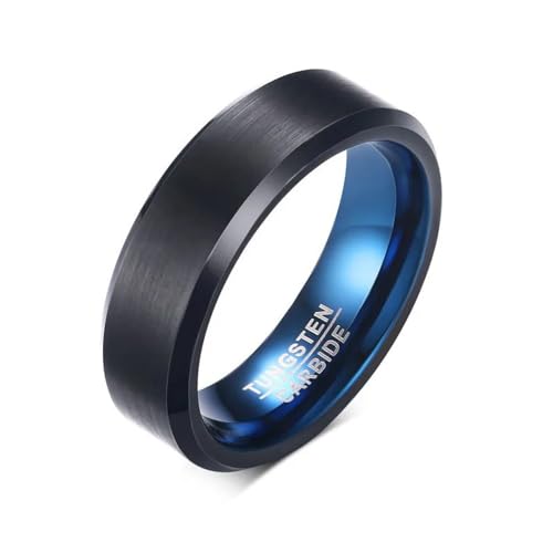 FUSHENGTER Ring Herren Ringe Männer Fingerring Damen Biker Ring Ehering Modering 6 mm breit Blau und Schwarz Farbe Mode 8 von FUSHENGTER