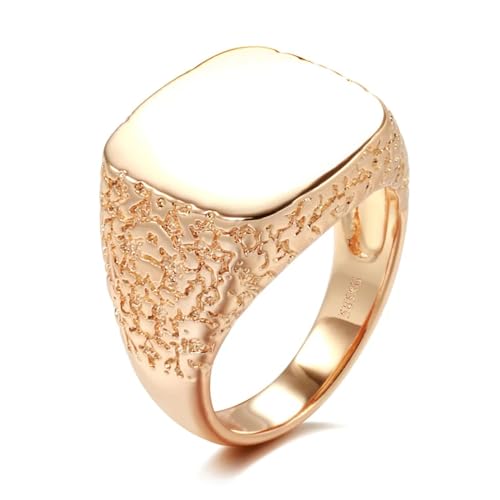 FUSHENGTER Ring Herren Ringe Männer Fingerring Damen Biker Ring Ehering Modische glänzende Ringe für Männer und Frauen, einfache quadratische Punk-Ringe 11 585 Roségold von FUSHENGTER