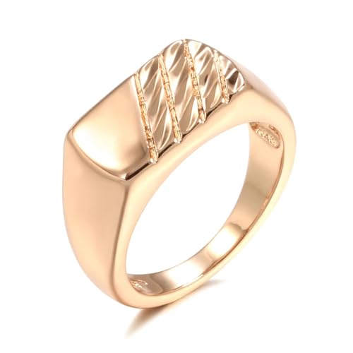 FUSHENGTER Ring Herren Ringe Männer Fingerring Damen Biker Ring Ehering Modischer, glänzender Herrenring, einfacher quadratischer Ring für Damen, 11 585 Roségold von FUSHENGTER