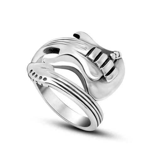 FUSHENGTER Ring Herren Ringe Männer Fingerring Damen Biker Ring Ehering Modischer Herrenring mit Gravur, Gitarre, Punk, Rock, klassische Ringe für Männer, 11, Rot von FUSHENGTER