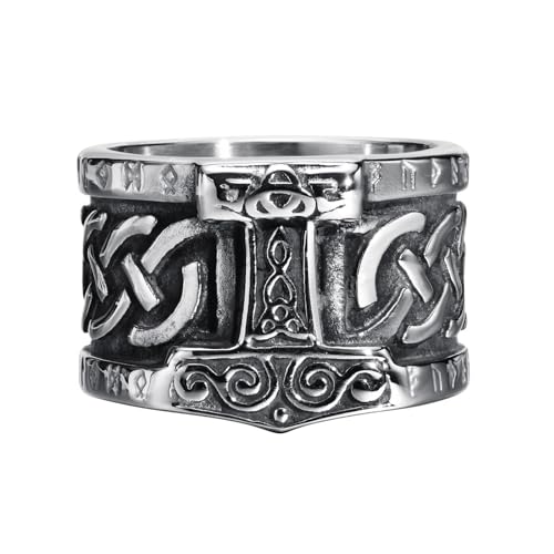 FUSHENGTER Ring Herren Ringe Männer Fingerring Damen Biker Ring Ehering Nordischer Herrenring Rock Punk Gothic 13 RC-576S von FUSHENGTER