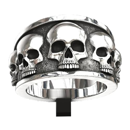 FUSHENGTER Ring Herren Ringe Männer Fingerring Damen Biker Ring Ehering Persönlichkeit Männer Punk Schädel Ringe Vintage Gothic Schädel Ring Mode Rock Zubehör 10 von FUSHENGTER