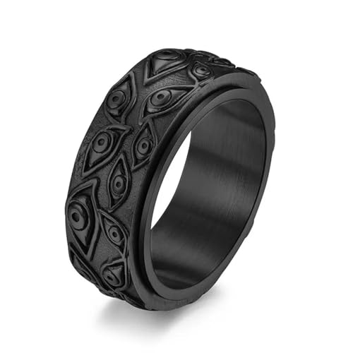 FUSHENGTER Ring Herren Ringe Männer Fingerring Damen Biker Ring Ehering Punk Vintage Eye of God Ring für Männer, drehbarer Ring, Geschenke 12 18094 von FUSHENGTER