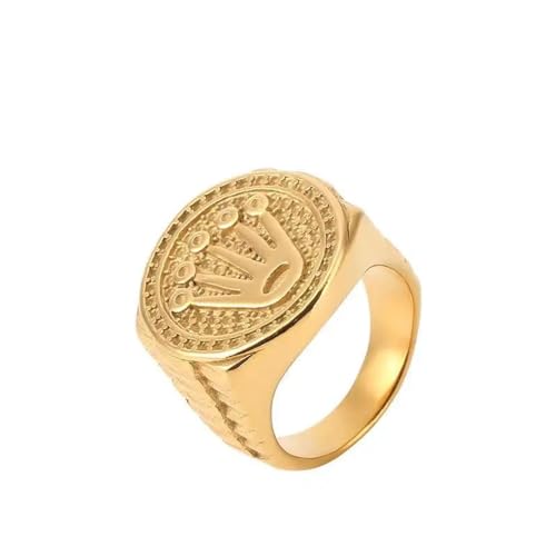 FUSHENGTER Ring Herren Ringe Männer Fingerring Damen Biker Ring Ehering Rapper Herren breiter Hip-Hop-Ring, Statement-Krone, Party-Ring, Zubehör, Geburtstag, 11 von FUSHENGTER