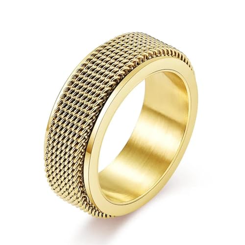 FUSHENGTER Ring Herren Ringe Männer Fingerring Damen Biker Ring Ehering Retro Mesh Band Ring für Männer Frau Punk Vintage drehbare Geschenke 11 18328 von FUSHENGTER