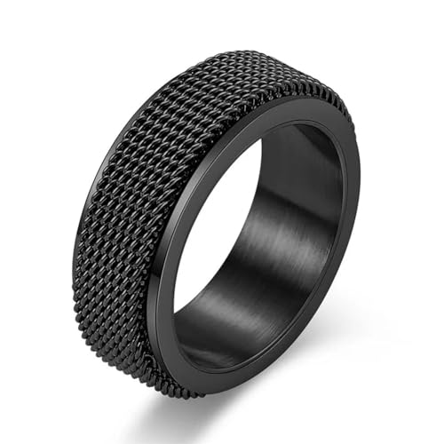 FUSHENGTER Ring Herren Ringe Männer Fingerring Damen Biker Ring Ehering Retro Mesh Band Ring für Männer Frau Punk Vintage drehbare Geschenke 12 18329 von FUSHENGTER