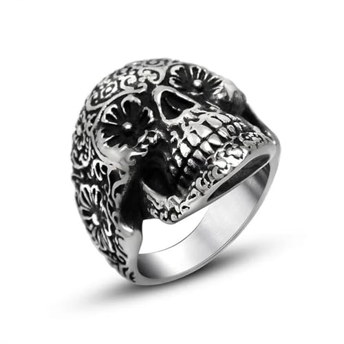 FUSHENGTER Ring Herren Ringe Männer Fingerring Damen Biker Ring Ehering Retro Totenkopf und Ring Ring Rock Punk Persönlichkeit Mode Flut Herren 11 von FUSHENGTER